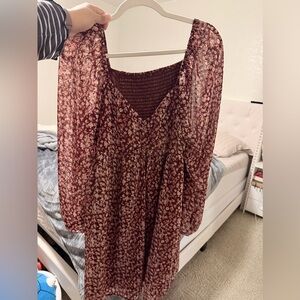SHEIN Floral Mini Dress in Burgundy and White